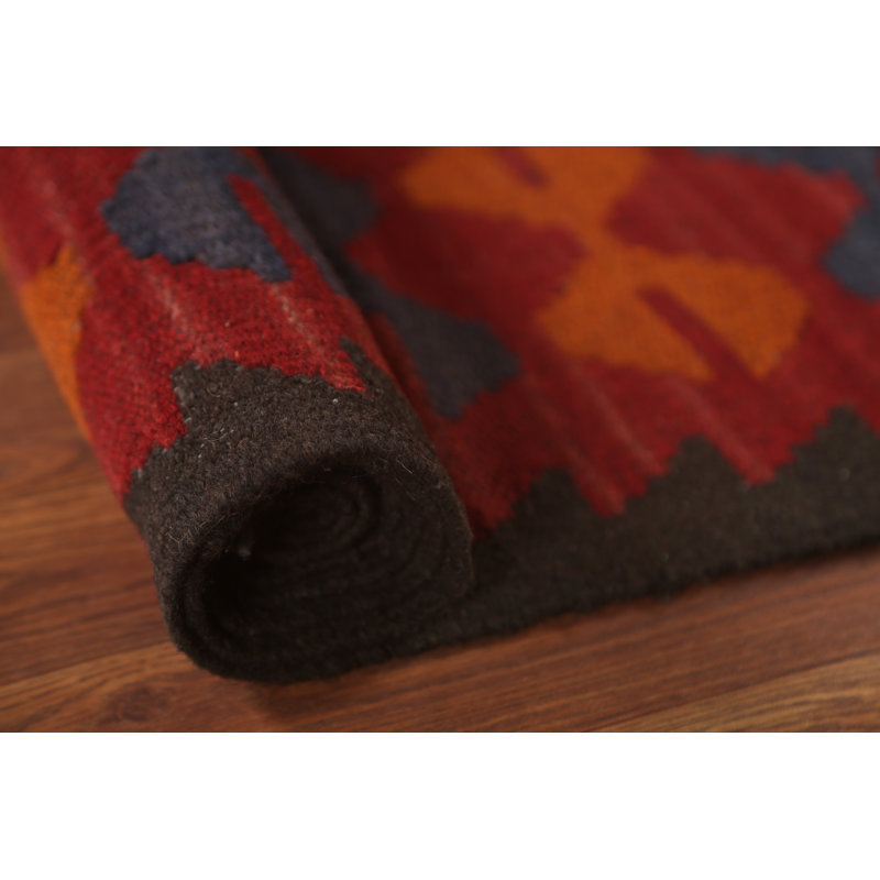 Tapis oriental tribal en laine Kilim 5 x 9
