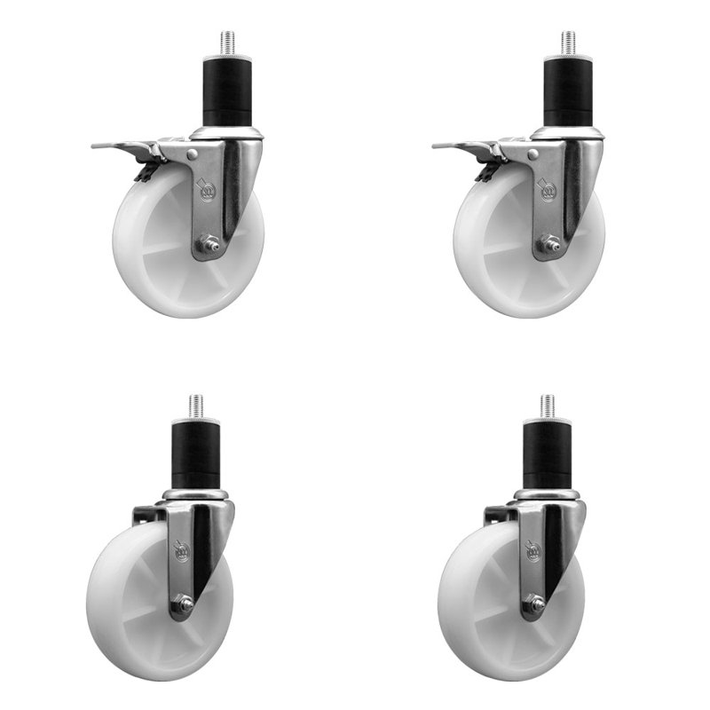 Ensemble de roulettes extensibles pivotantes en nylon de 5 pouces de 1 3/4 po et 2 freins à verrouillage total