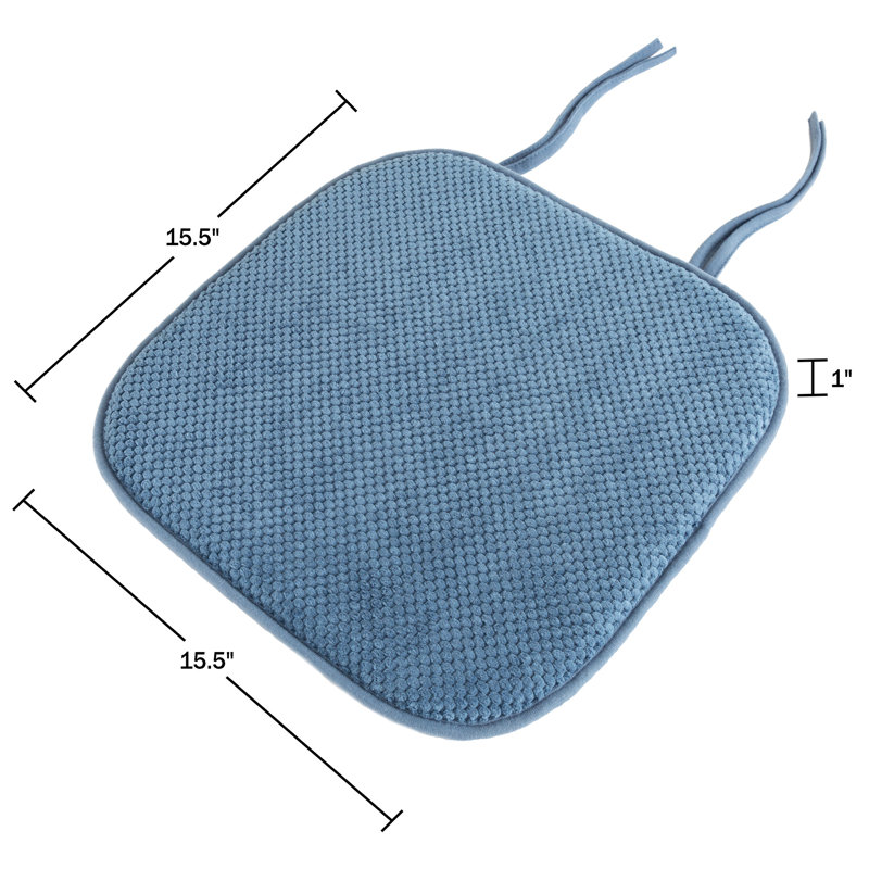 Bellagrace Chair Cushions – Memory Foam Pads for Outdoor – Machine Washable, Blue