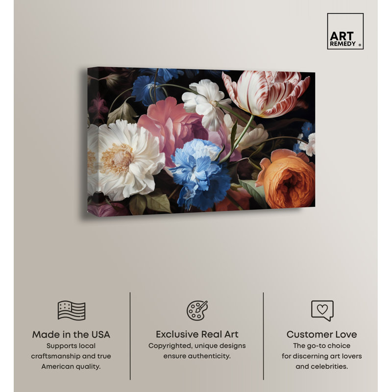 Elegant Floral Canvas Wall Art in Multicolor, 15" x 10"