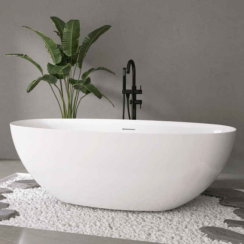 Baignoire de trempage autoportante en acrylique 65 po Fslefay