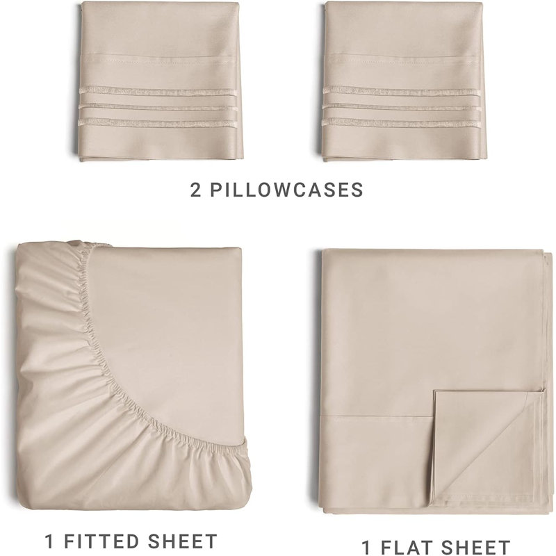 Queen Size Wheat Microfiber Deep Pocket Sheet Set