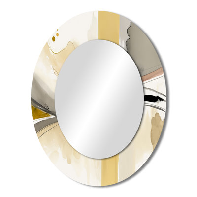 Touched By Mustard Yellow And Ultimate Gray IV - Yellow Modern Oval Wall Mirror