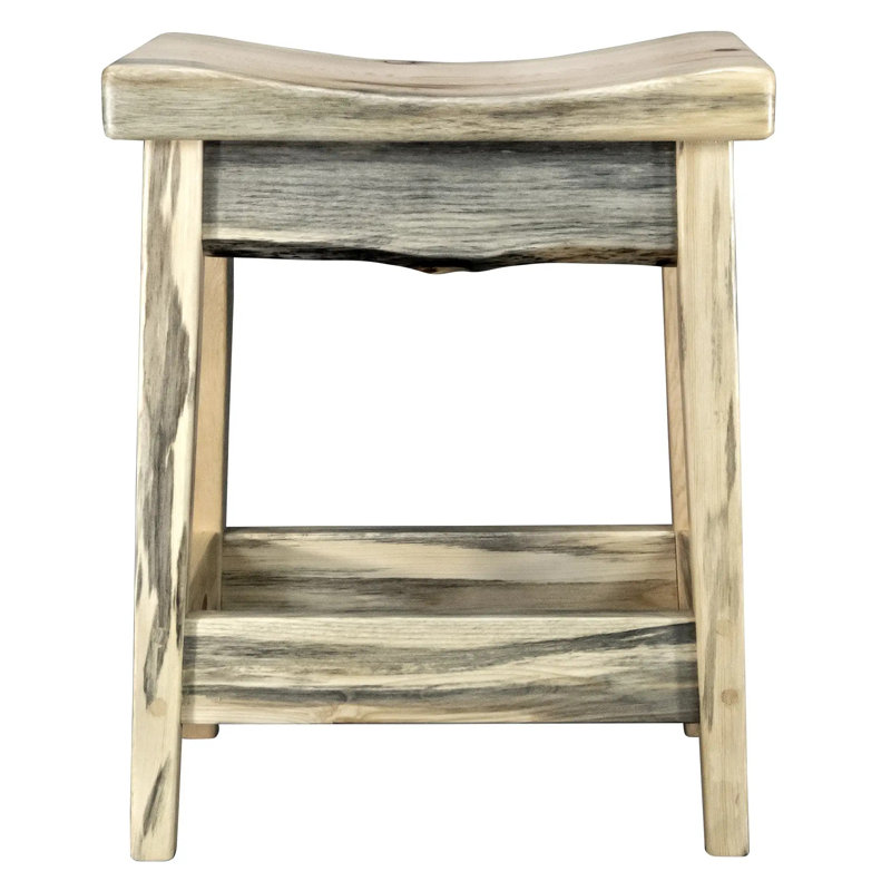 Tabouret de bar Kishea Collection, siège d'une hauteur de 30 pouces, finition laquée transparente naturelle