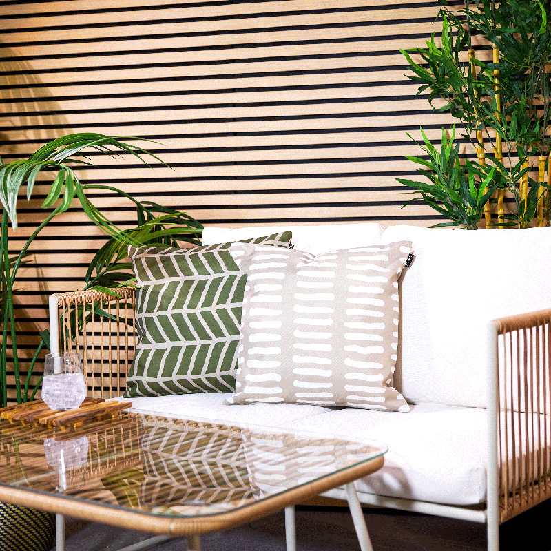 Stripe Indoor-Outdoor Cushions, Green/Ivory