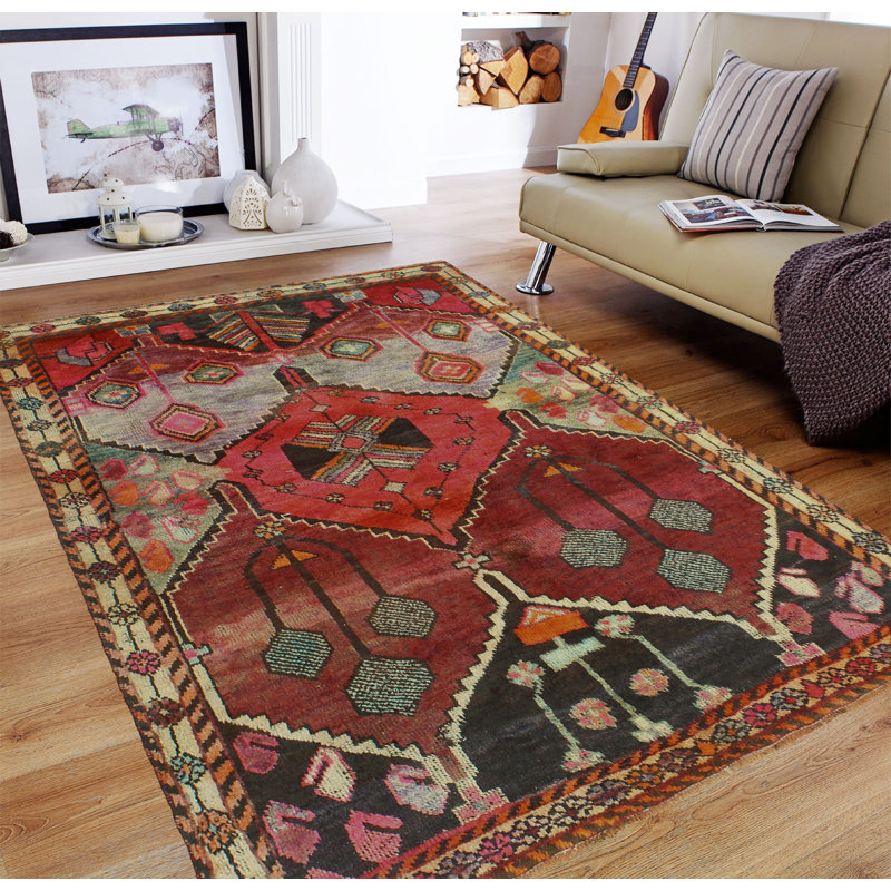 Tapis rétro rétro bourgogne Adley