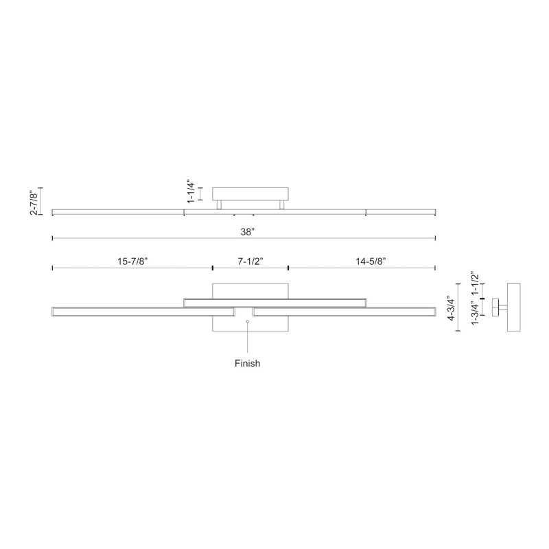 Anello Minor Sleek 38" Dimmable LED Bath Bar in Brushed Nickel