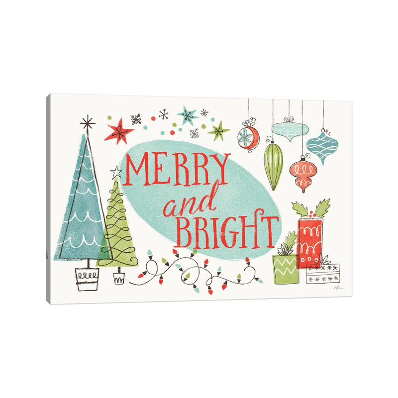 «Retro Christmas I» par Janelle Penner, reproduction d'art textuelle sur toile tendue, H 18 po x l 26 po x P 1,5 po