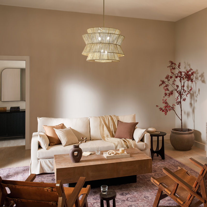 36" 4-Light Pendant with Jute Shade, 20.75" H x 28" W x 28" D, 4