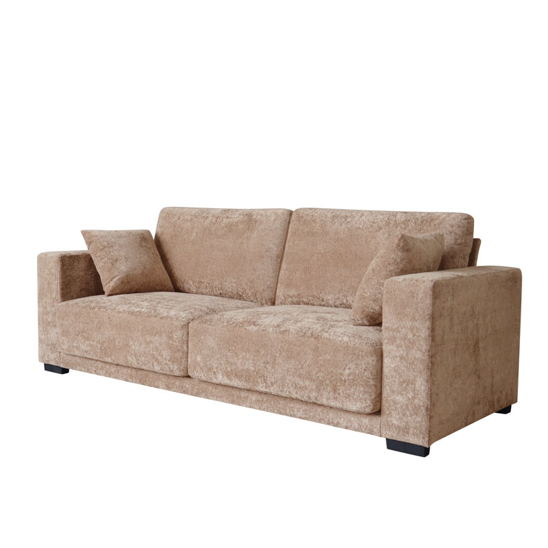 Abram Upholstered Velvet Sofa, Brown