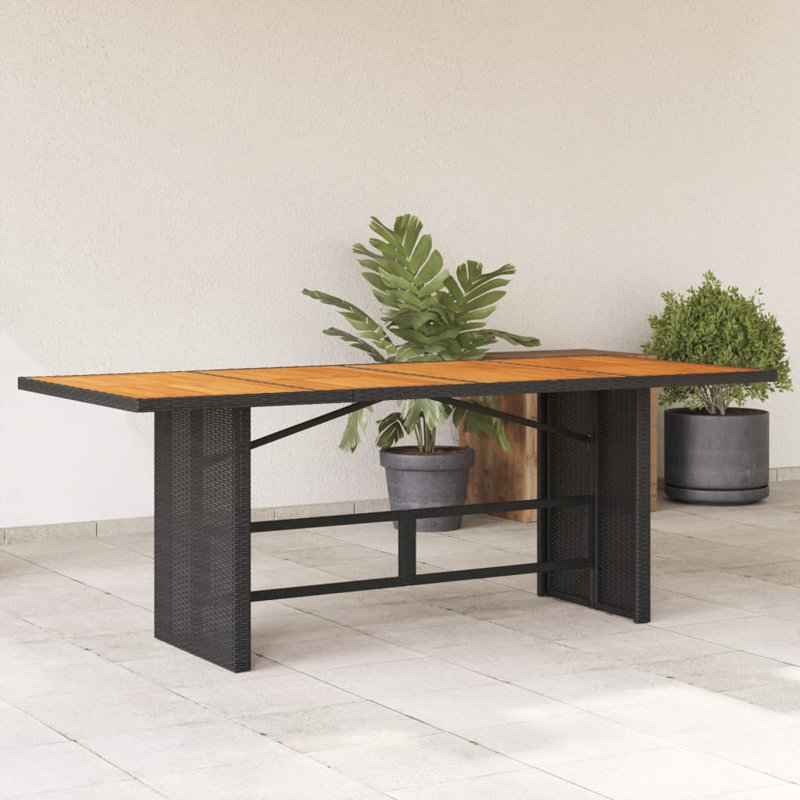 Battistini Rectangular Solid Wood Outdoor Dining Table - 190 cm W 80 cm D, Black