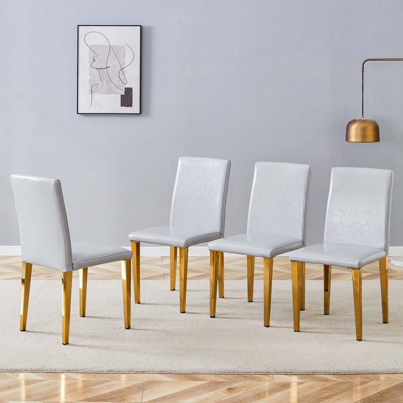Chaises de salle à manger en lin, 4, Doré