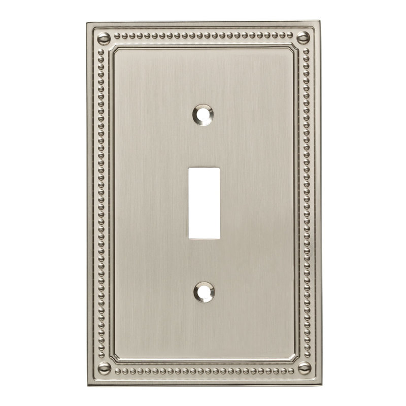 Classic Beaded 1-Gang Toggle Light Switch Wall Plate, Brushed Nickel
