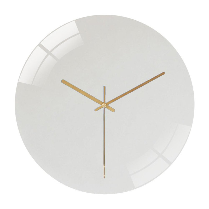 12" Round Tempered Glass Wall Clock with Silent Quartz Movement, Minimal Matte Finish