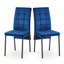 Ensemble de 2 chaises de salle à manger à dossier haut en velours bleu foncé avec design ergonomique et pieds noirs