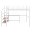 Lit mezzanine double en métal avec bureau, échelle de rangement latérale-2023630726