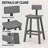 Bar Stools Set of 2 with Backrests, 29 Inch for Kitchen Island Bar, Gray Textured Wood Look, Curved Seat & Footrests, Space Saving Indoor Outdoor Home Bar-178723305
