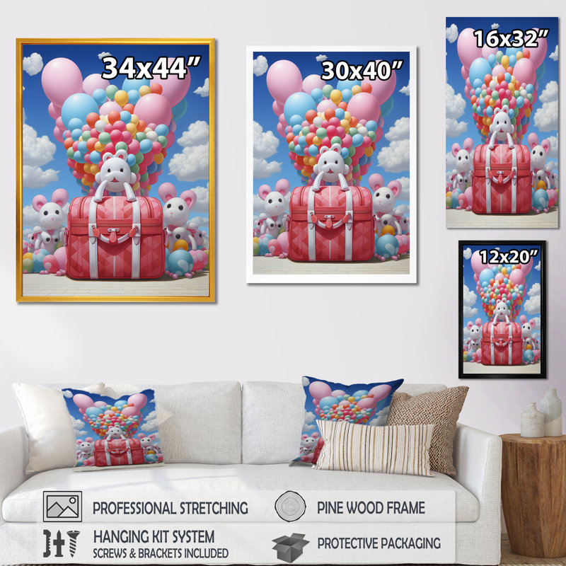 «Playful Ballons», sac à main, Cadre flottant noir, H 44 po x l 34 po
