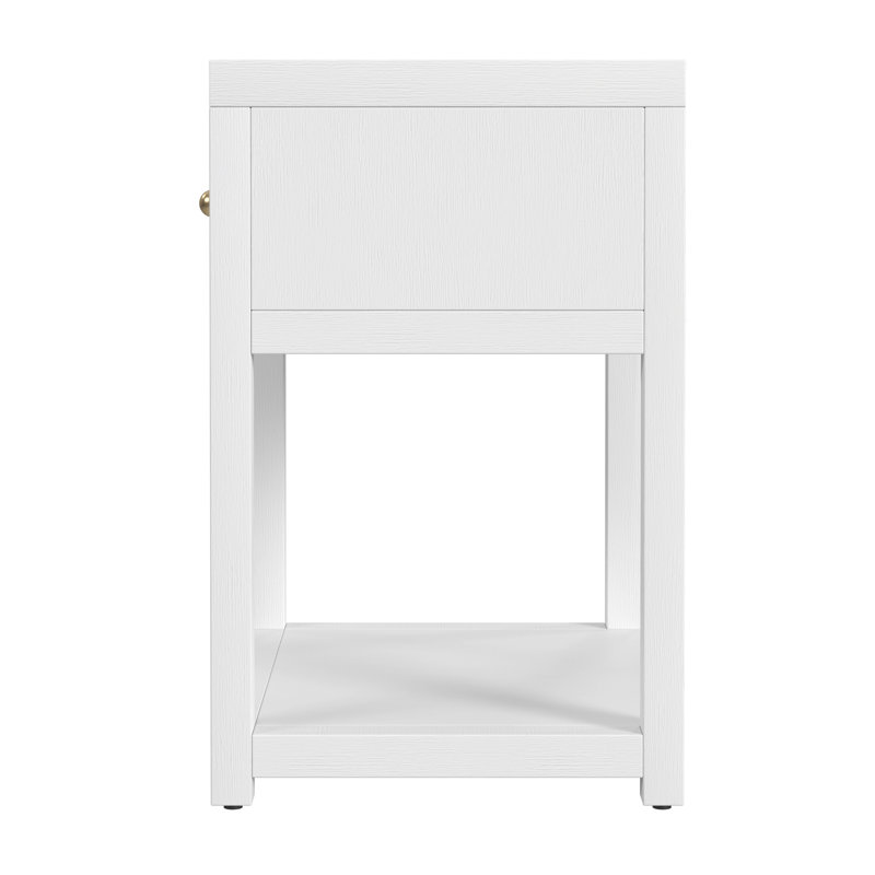 Nora 21 in. W Wood 1 Drawer Small Nightstand with Shelf, Textured White