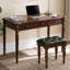 Bureau rectangulaire à 3 tiroirs en bois massif brun noisette-75622291
