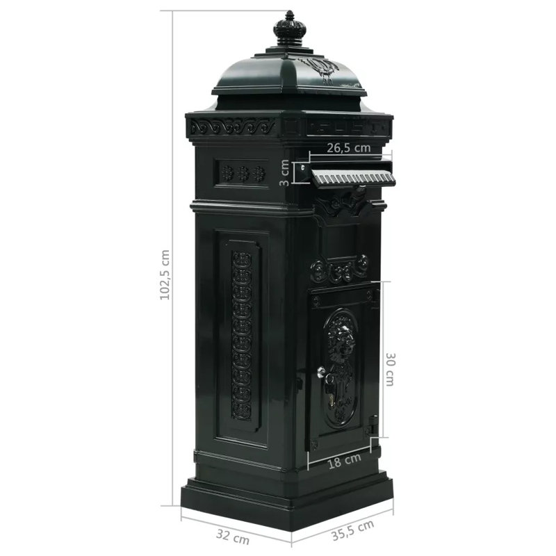 Clairview Locking Pillar Box, Green