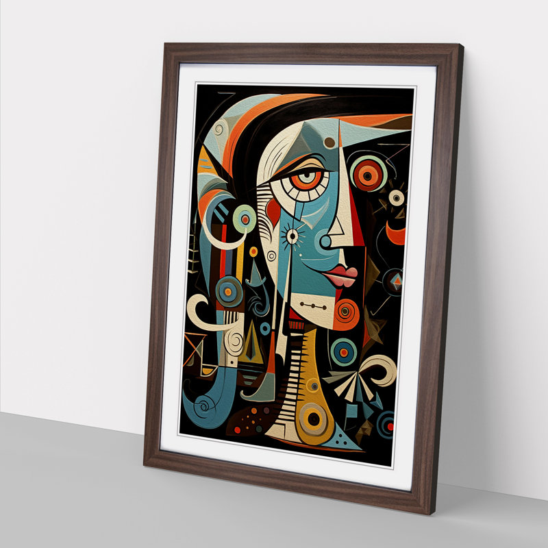 Pablo Picasso Modern - Single Picture Frame Print on Wood, 64cm H x 46cm W x 2cm D, Walnut Framed
