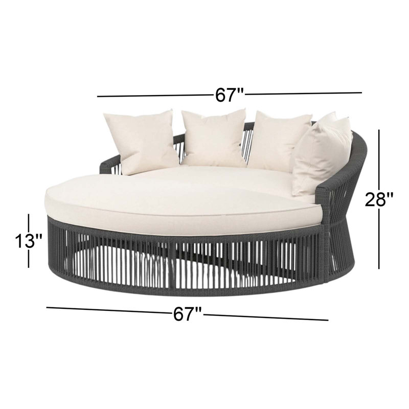 Miami Outdoor 2 - Seat Patio Daybed, Black, Echo Ash Sunbrella®