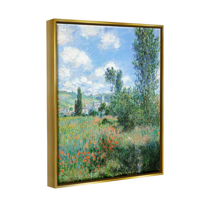 «Classic Field Flowers», impression impressionniste de campagne par lettres et doublures - peinture à cadre flottant sur toile