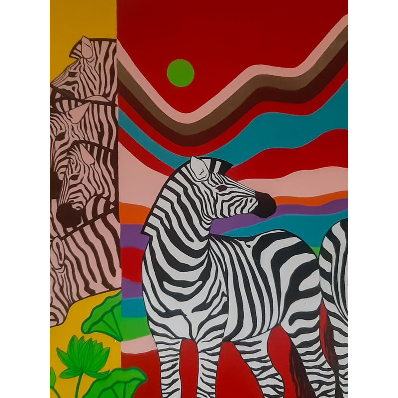 Zèbres dans différents pays | Acrylique sur toile | Par Debrata Basu