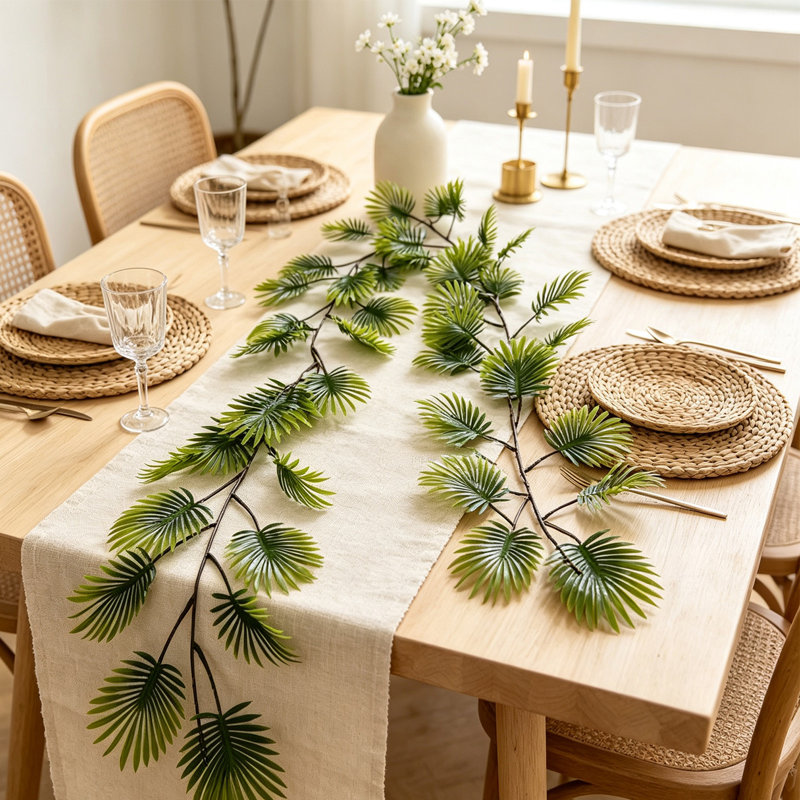 Décorations en plastique, guirlandes artificielles de feuilles de palmier, feuillage retombant, feuillage artificiel pour murs et plafonds, décoration tropicale pour mariage et maison