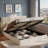 Elegant Upholstered Platform Bed With Hydraulic Storage System And Gold Lines Decoration