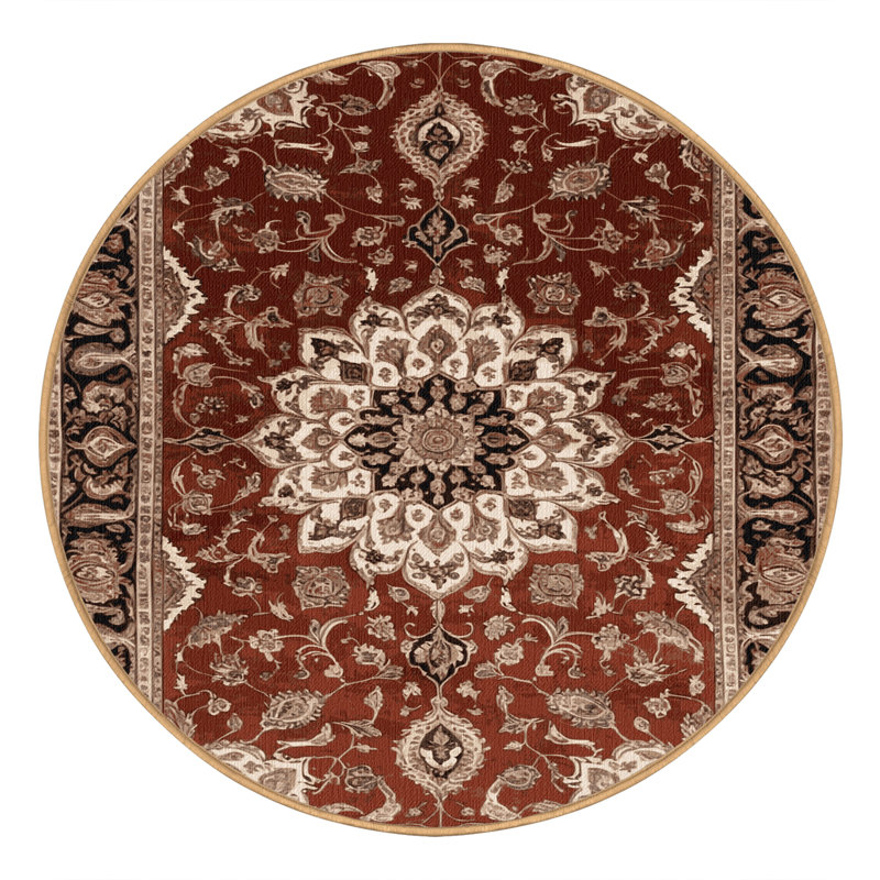 Tapis brun lavable à la machine, Rond 5 pi