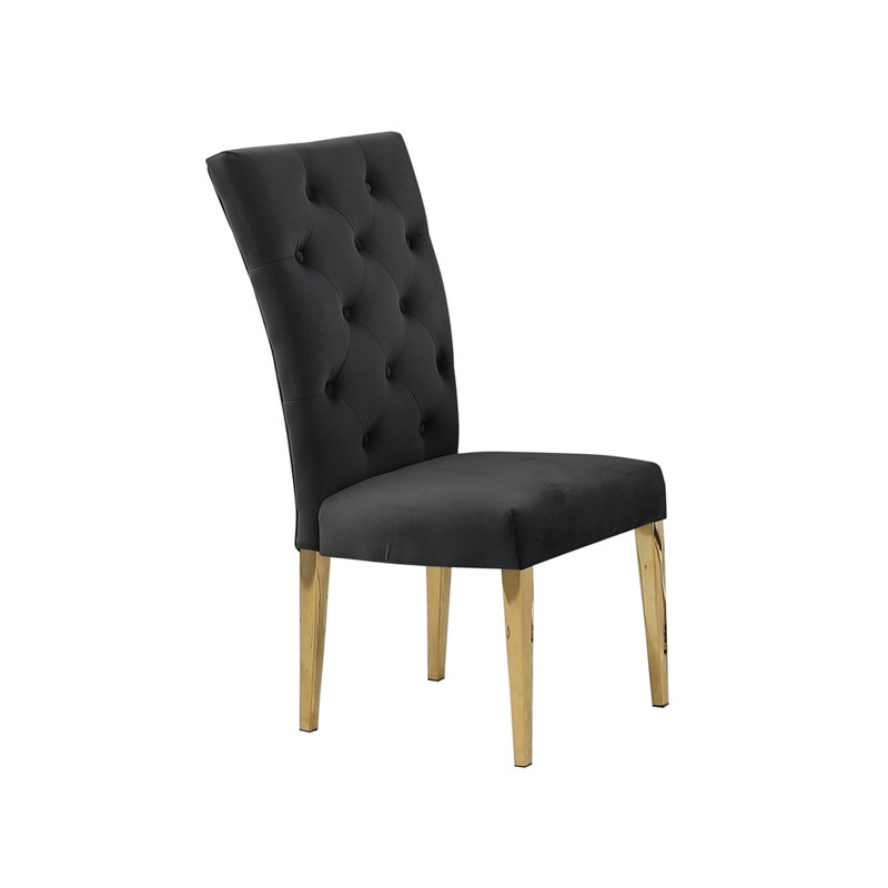 Beriguette 18.5"H Tufted Velvet Upholstered Dining Chair , Black, Gold