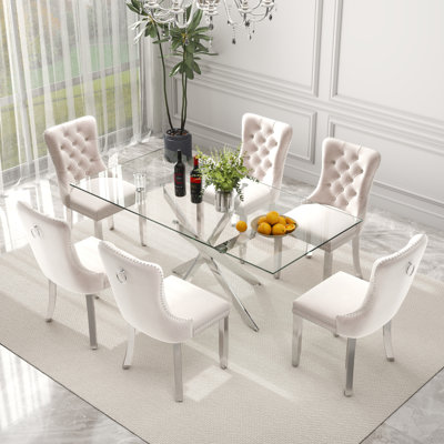 Rectangle Glass Dining Table Set