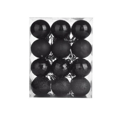 24pcs Christmas Tree Decorations With Bright And Sparkling Powder Balls Plastic Christmas Colored Balls And Small Pendants