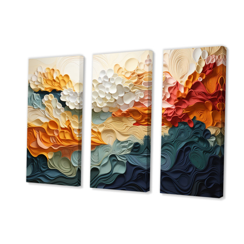 Biomorphism Forms VI - 3 Piece Wrapped Canvas Print, 32" H x 48" W