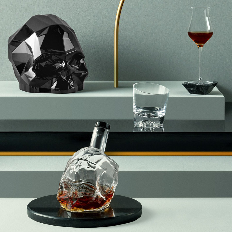 Memento Mori Handmade Crystal Whiskey Glass