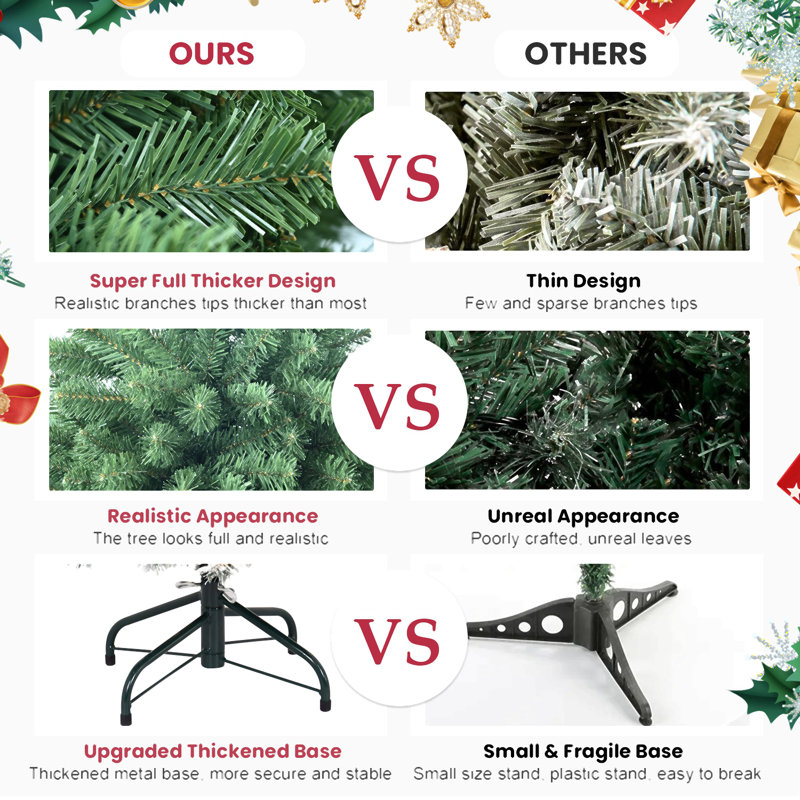 Arbre de Noël avec fil mémoire, arbre en PVC artificiel à charnière, arbre de Noël vert facile à installer pour la décoration intérieure des Fêtes