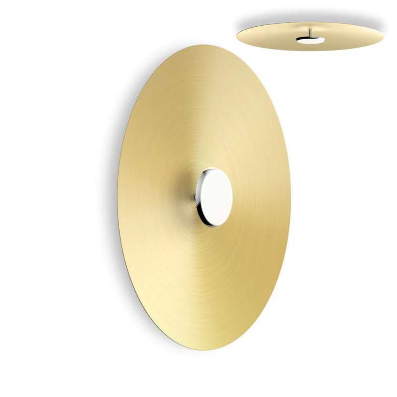 Sky Flush Dome, Brushed Brass, 32" H x 32" W x 4" D, Polished Aluminum