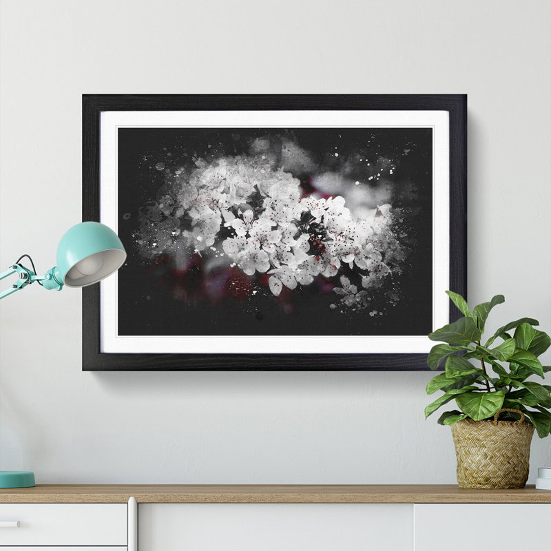 Winters Bloom Flowers - Picture Frame Graphic Art Print, Black Framed, 24cm H x 33cm W x 2cm D