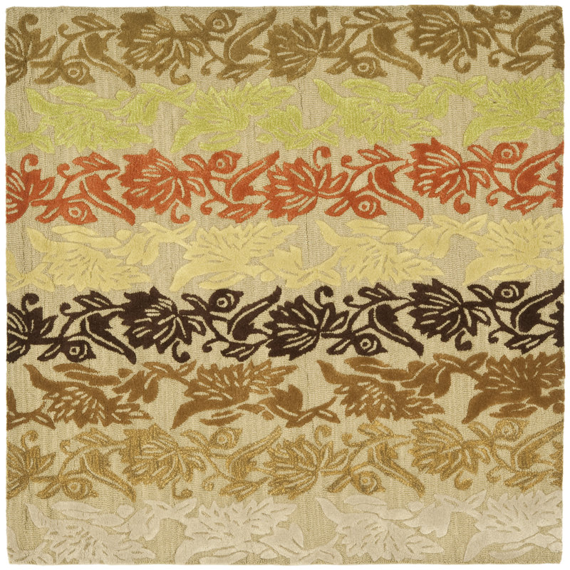 Soho Hand Tufted Wool Pile Floral Rug, Square 6'