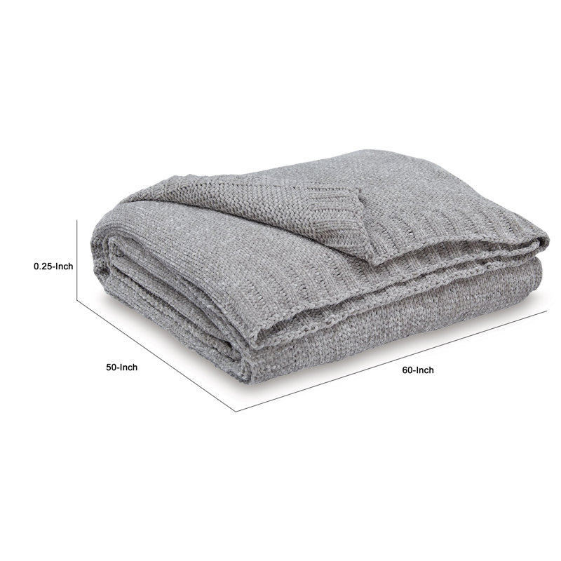 Ensemble de 3 jetés Tela, en polyester texturé gris tricoté à la machine, Gris