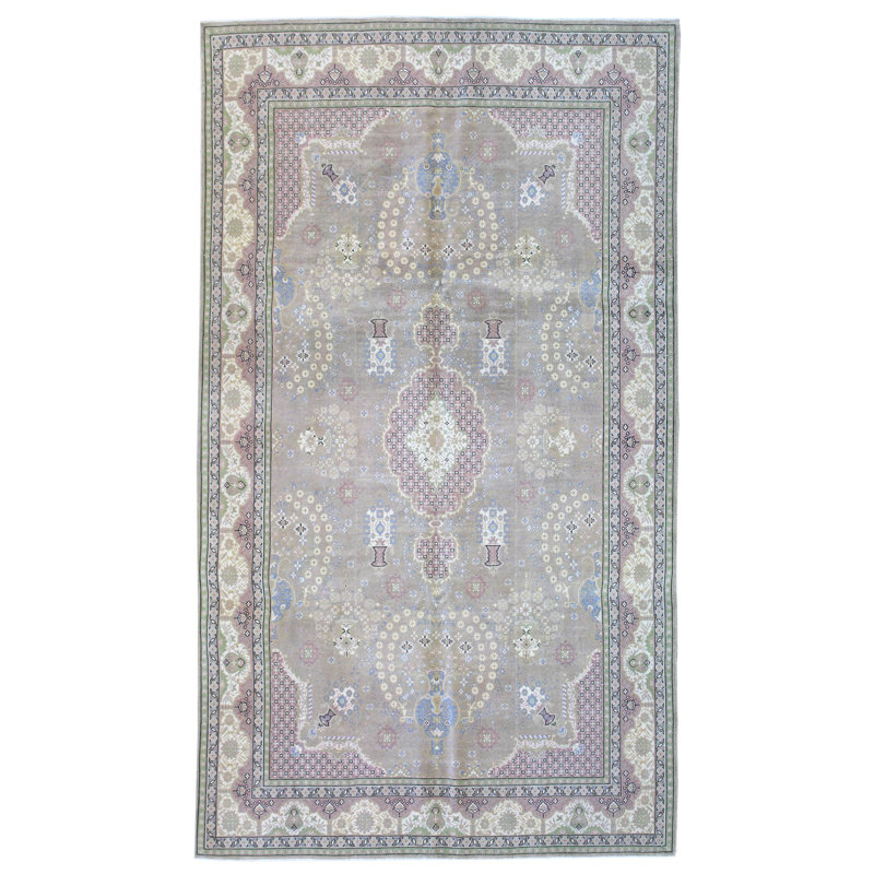 Tapis unique rose tissé à la main de style années 2000 6 pi 9 po x 10 pi 11 po Kayseri