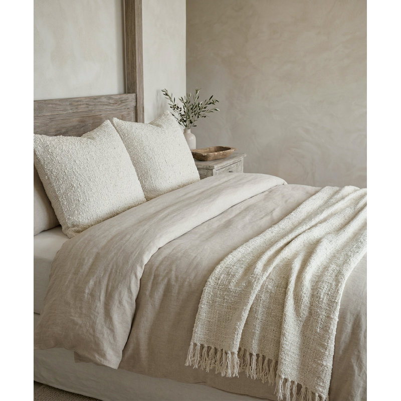 Cozy Cotton Hand Woven Throw Blanket, White