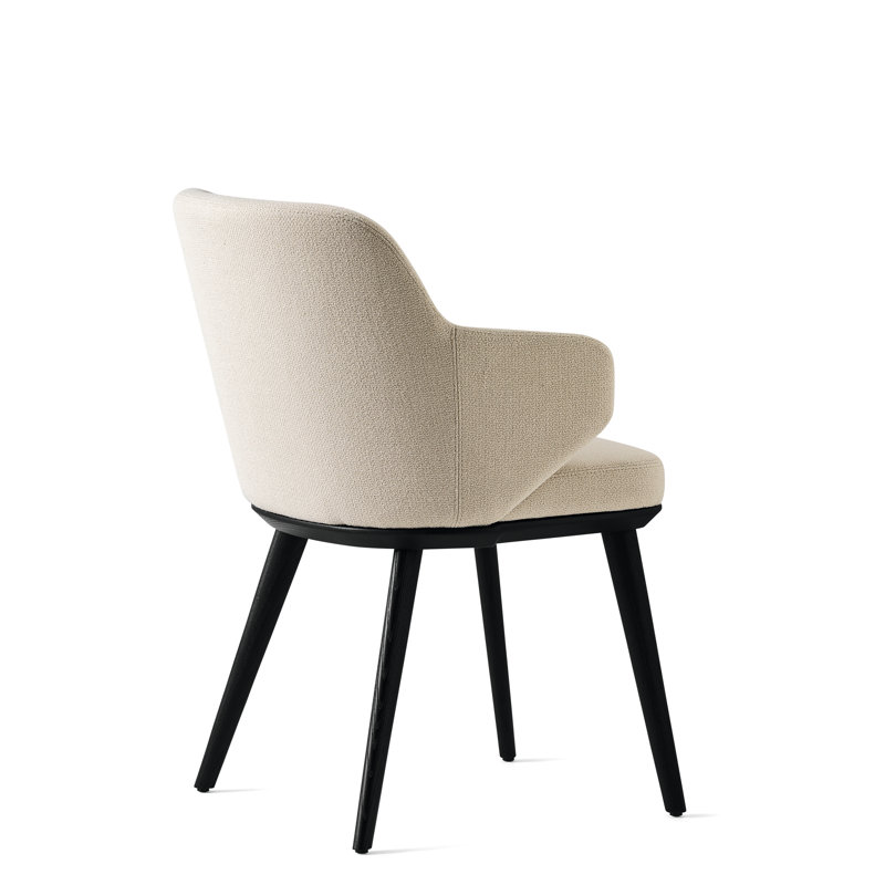 Foyer Upholstered Armchair with Wooden Base, Sand, Matt Black