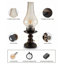 Lampe de table vintage sans fil rechargeable de 40 cm de haut avec abat-jour en verre ambré et variateur tactile.