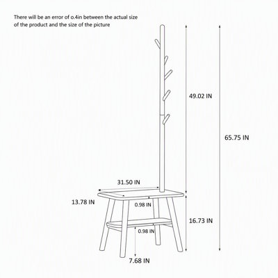 Portemanteau avec banc et rangement pour chaussures, porte-manteau pour vestibule et rangement Mid-Century pour le couloir