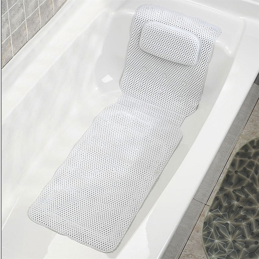 Rebrilliant Non-Slip Suction Bath Pillow for Spa Bathtub Cushion ...