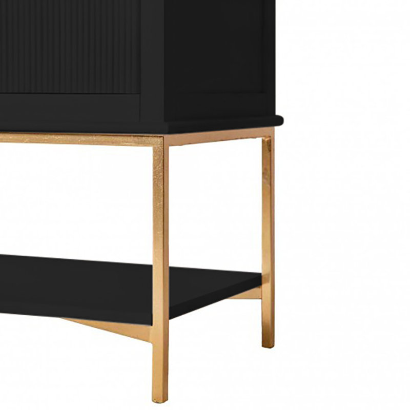 Kim 2 - Drawer Solid Wood Nightstand, Antique Black