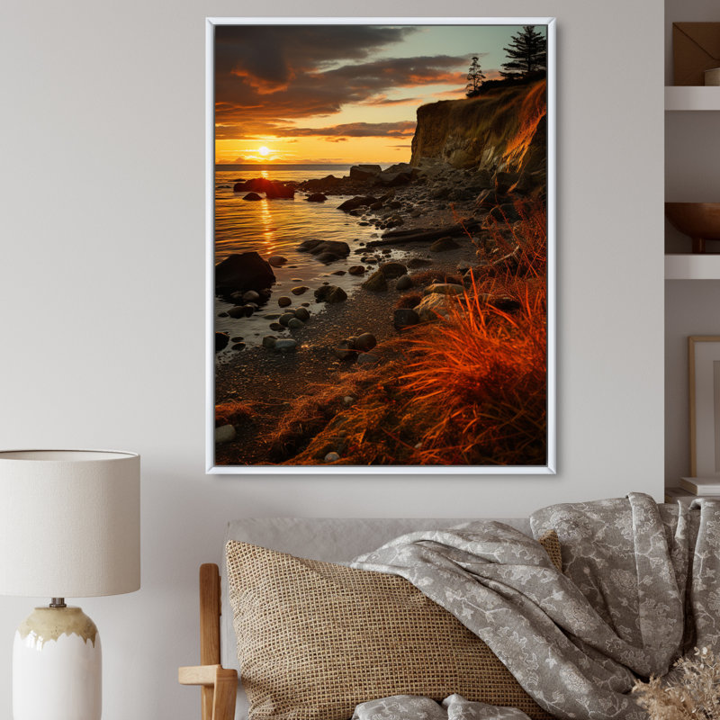 Norson Vibrant Costal Clift sur toile, H 40 po x l 30 po x P 1,5 po, Cadre flottant blanc